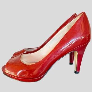 Jones New York Glossy Red Peep-Toe Heels - size 7.5m